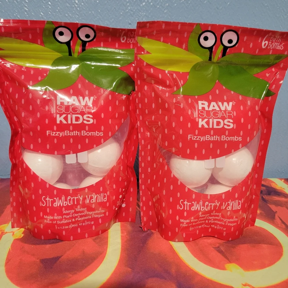 2 NEW Raw Sugar Kids Fizzy Bath Bombs /6pack total 12